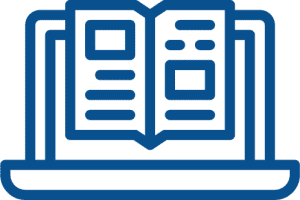 Icon of a book coming out of a laptop, representing the flow topic: Lifelong learning