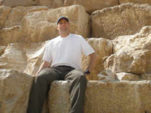 Bruce sitting on grand pyramid