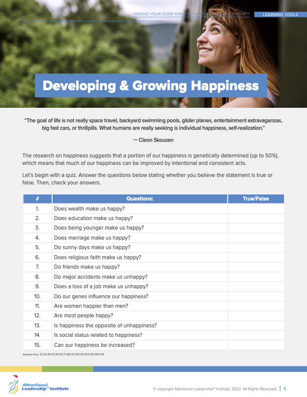 Page 1 of the What Makes Me Unique Flow tool