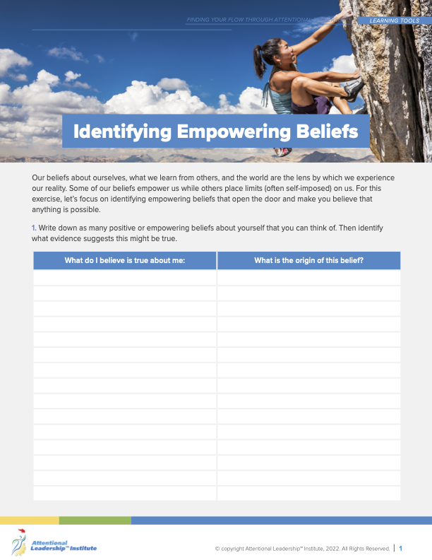 Page 1 of the What Makes Me Unique Flow tool