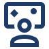 blue human sitting in front of computer